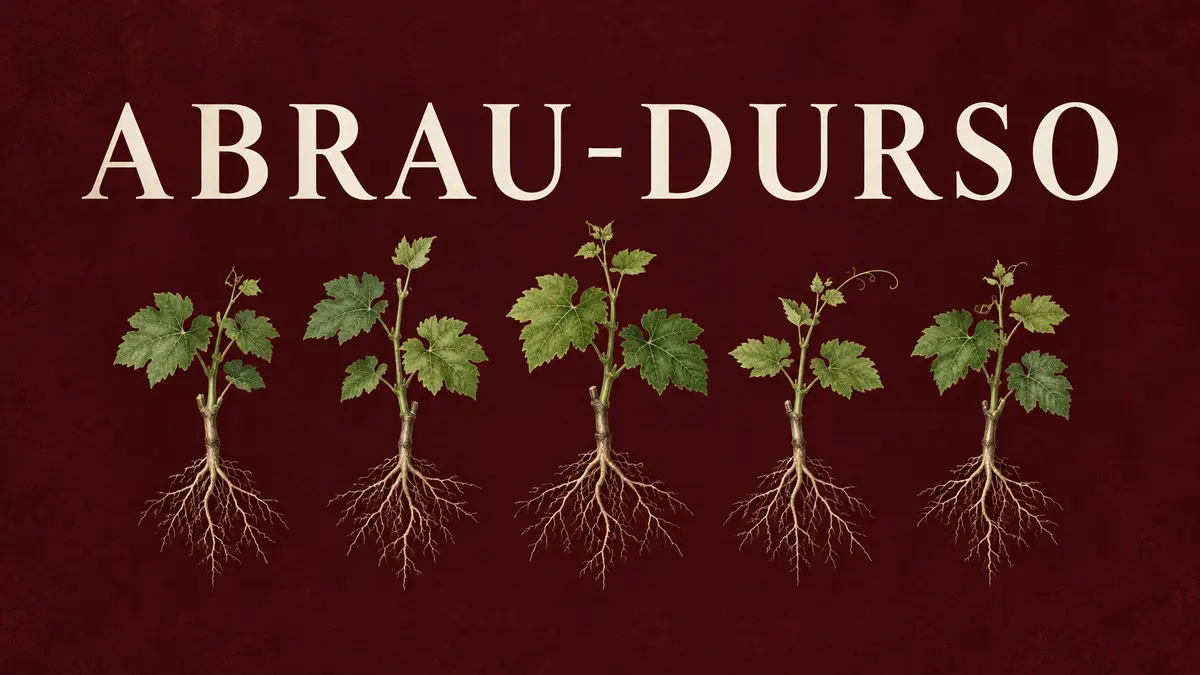 Abrau-Durso company name above young grapevines