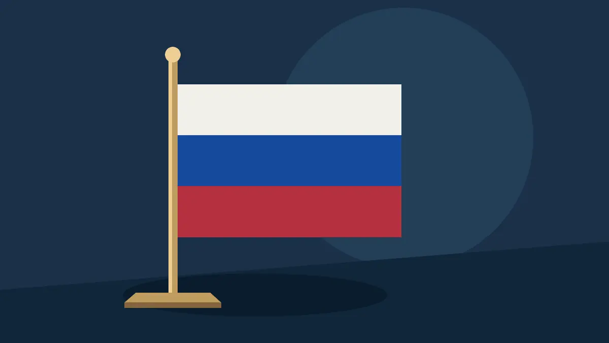 Russian tricolour on a flagpole