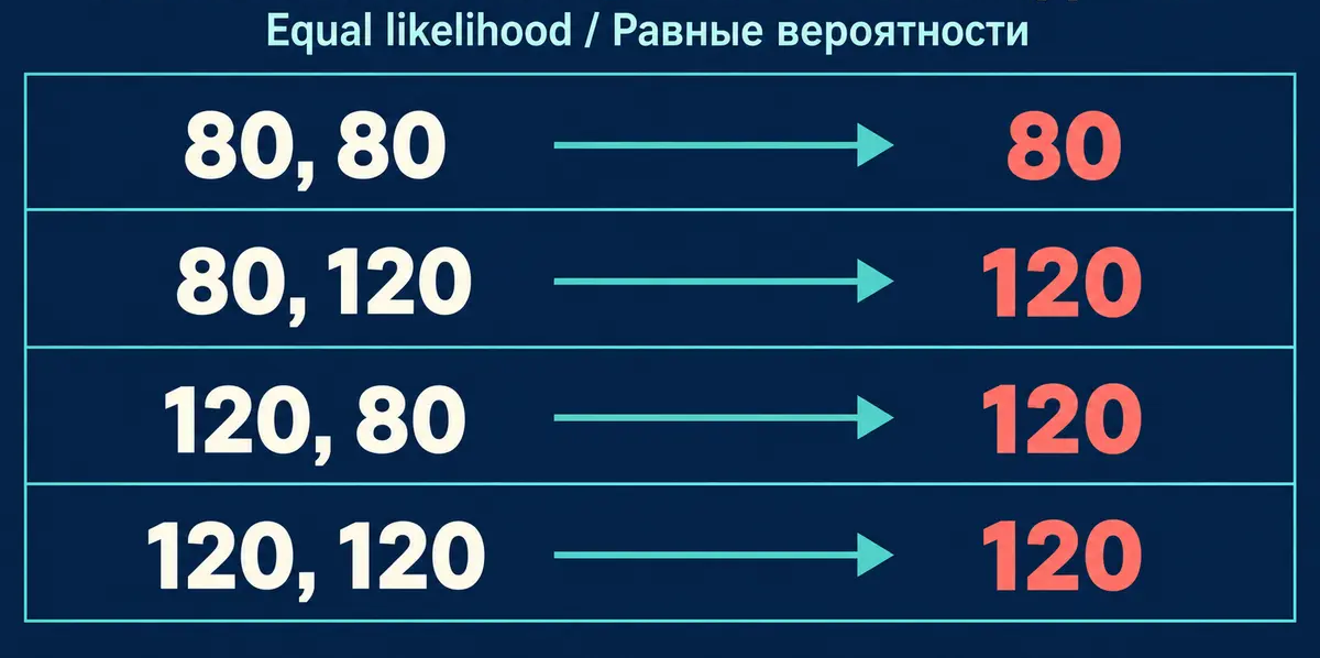 Selection of the highest estimate