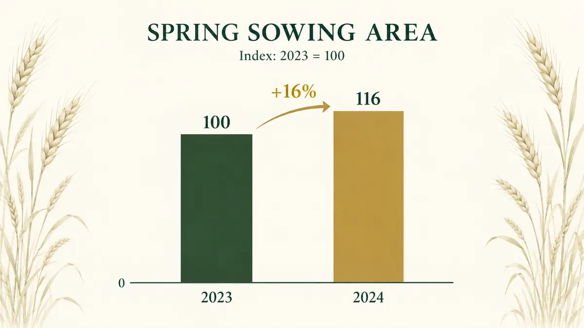 Spring sowing area index rising from 100 to 116