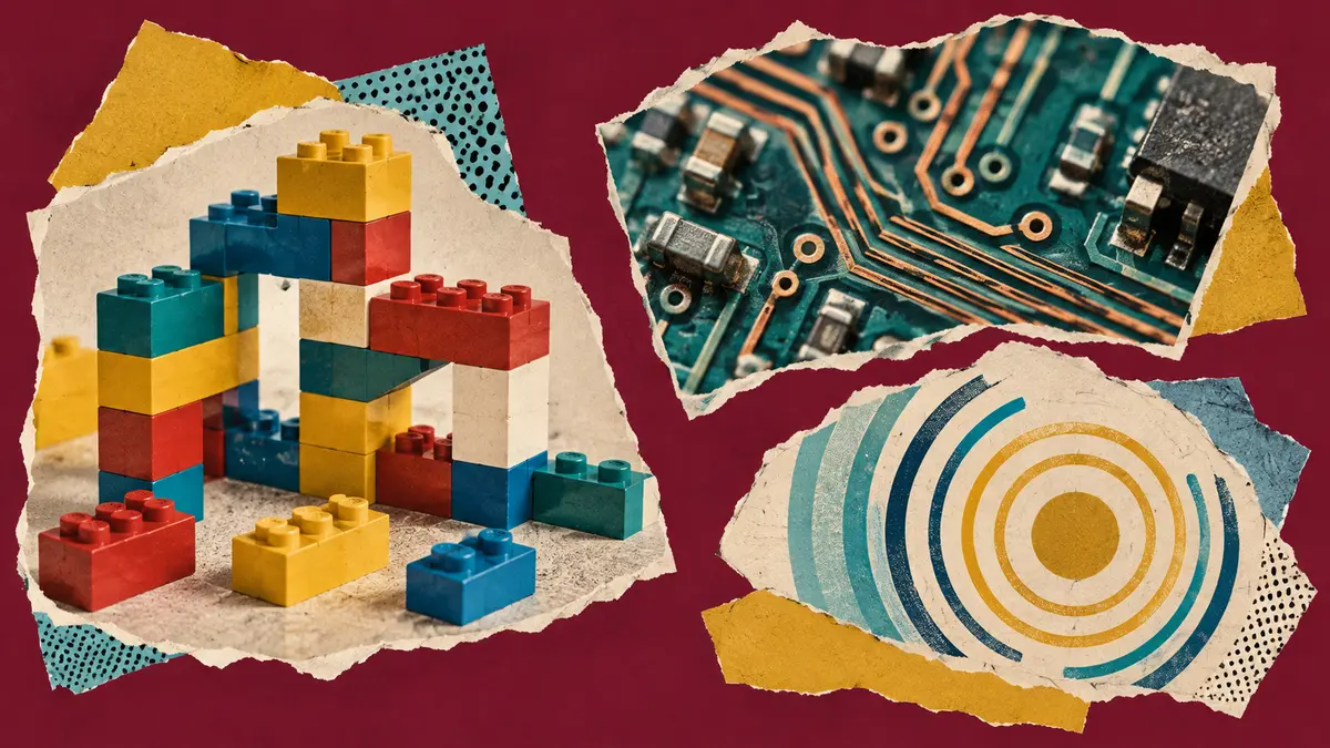 Electronics and physical construction Construction pieces, electronic circuits and sound ripples