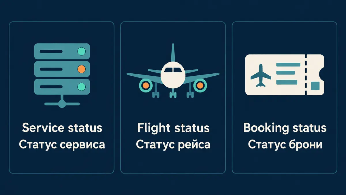 Three travel-status categories Service, flight and booking status categories