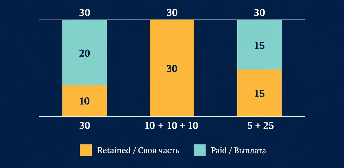 Allocation of losses with a per-event deductible