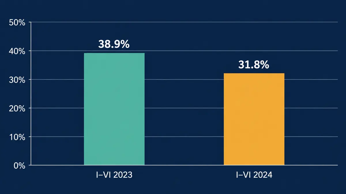 PhosAgro first-half adjusted EBITDA margin Adjusted EBITDA margin of 38.9% in first-half 2023 and 31.8% in first-half 2024