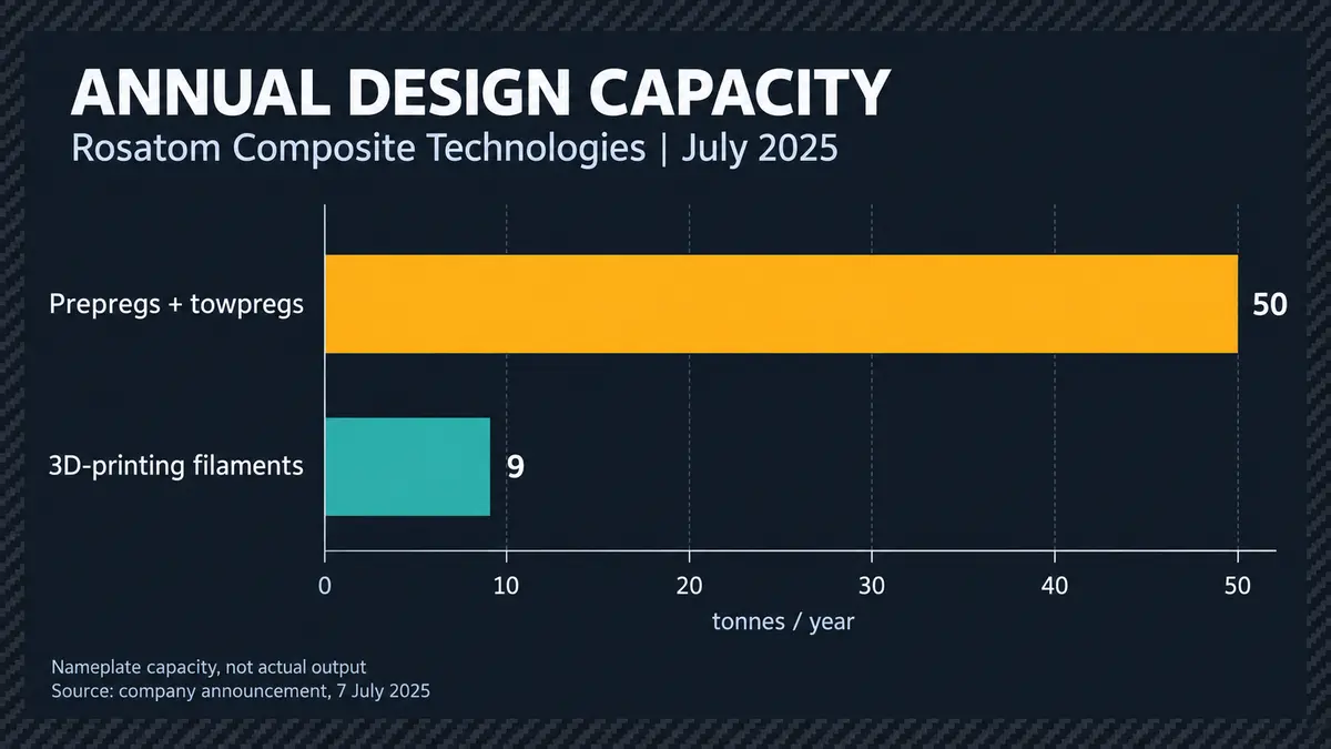 Annual capacity for prepregs, towpregs and printing filaments