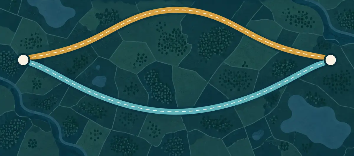 Two routes between endpoints Two routes between endpoints