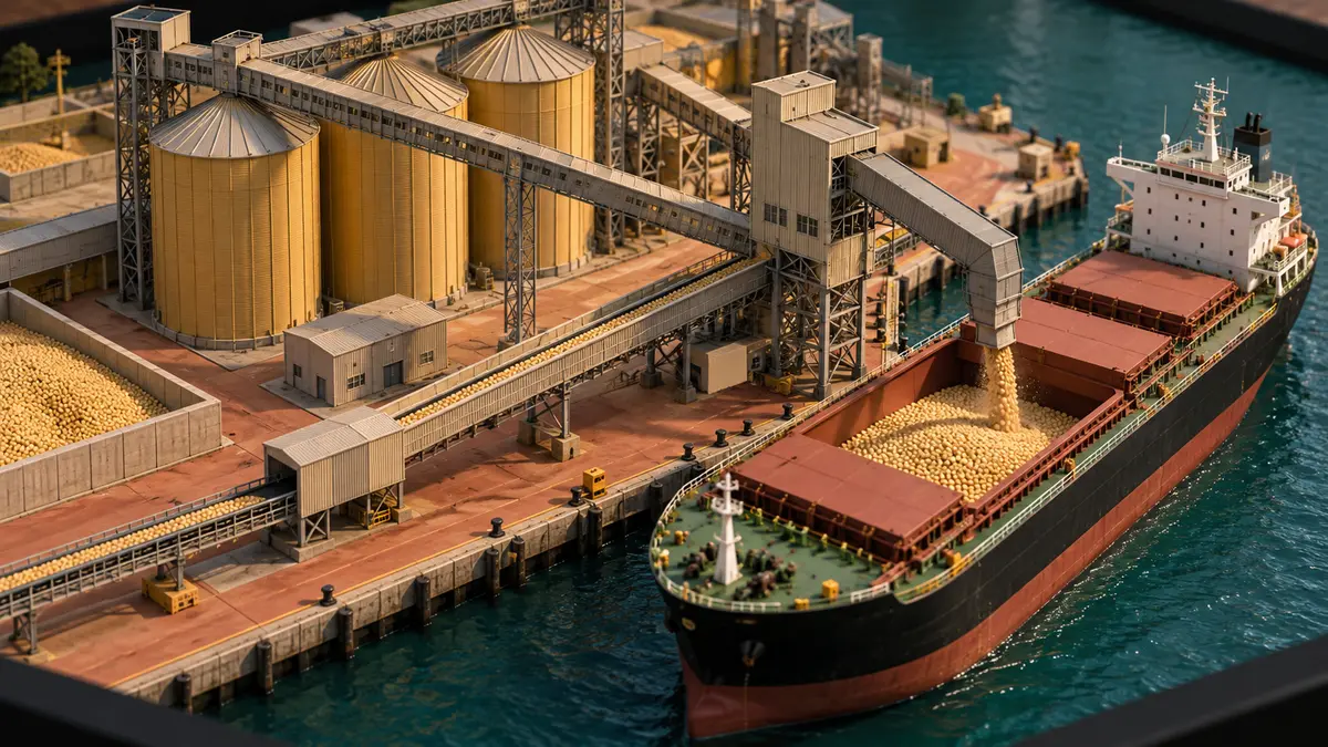 Dry pea loading at a bulk cargo terminal
